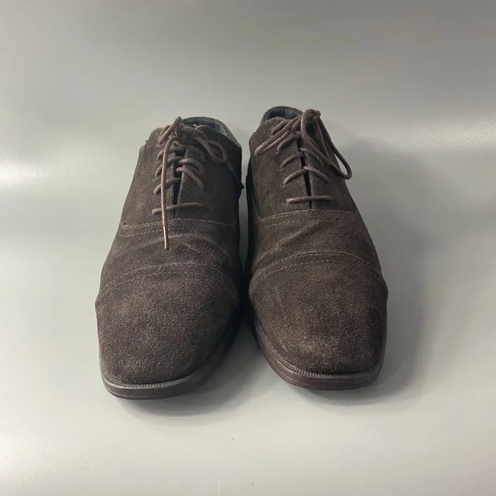 Joseph Abboud Dark Brown Suede Cap-Toe Derby Oxfords